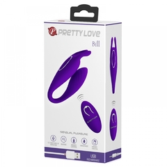 PRETTY LOVE BILL VIBRADOR DE CASAL BILL FEITO EM SILICONE CIRÚRGICO DE TOQUE AVELUDADO COM 12 NÍVEIS DE VIBRAÇÕES COM CONTROLE REMOTO E FUNÇÃO DE MEMÓRIA COR ROXA – CÓD 2408