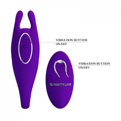 PRETTY LOVE BILL VIBRADOR DE CASAL BILL FEITO EM SILICONE CIRÚRGICO DE TOQUE AVELUDADO COM 12 NÍVEIS DE VIBRAÇÕES COM CONTROLE REMOTO E FUNÇÃO DE MEMÓRIA COR ROXA – CÓD 2408