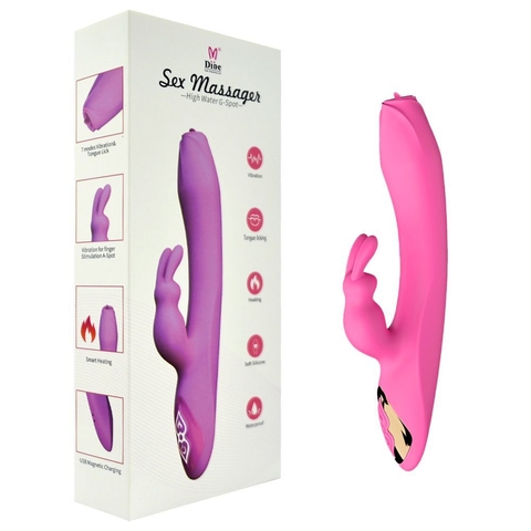 VIBRADOR 21,5X3,7CM COM AQUECIMENTO RABBIT 7 MOVIMENTOS 