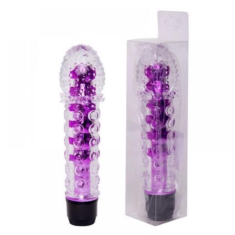 VIBRADOR 16X3,5CM COM CAPA TEXTURIZADA COR ROXA - CÓD 2433