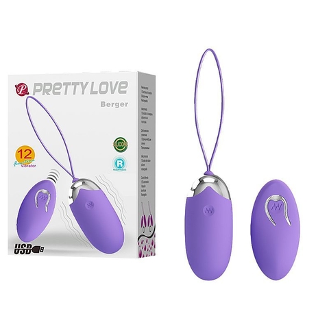 PRETTY LOVE BERGER BULLET VIBRATÓRIO RECARREGÁVEL COM 12 MODOS DE VIBRAÇÃO E CONTROLE SEM FIO COR LILÁS – CÓD 2469