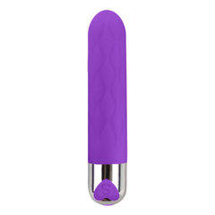 VIBRADOR 13X2,5 RECARREGÁVEL COM TEXTURA DE ESTRIAS TOQUE AVELUDADAO COR ROXA - CÓD 2486