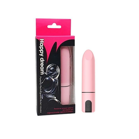 HAPPY DREAM 8,7X1,8 CM MINI VIBRADOR COM 12 MODOS DE VIBRAÇÃO RECARREGÁVEL COR ROSA - CÓD 2510