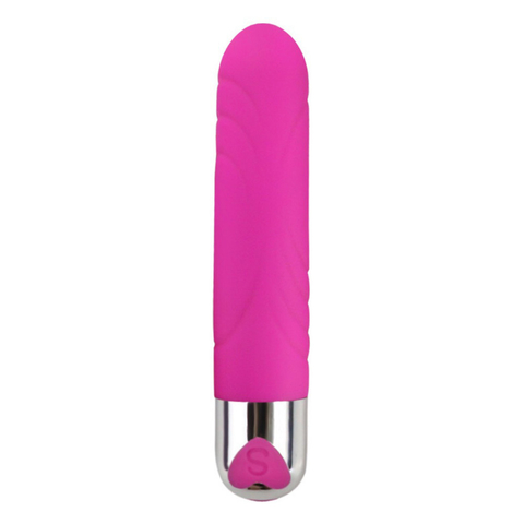 VIBRADOR 13X2,5 RECARREGÁVEL COM LEVES TEXTURAS DE TOQUE AVELUDADAO COR ROSA - CÓD 2512