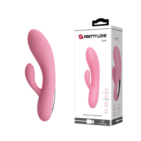 PRETTY LOVE CAROL VIBRADOR 16,5X3,5CM ESTIMULADOR DE PONTO G E CLÍTORIS EM SILICONE COM 30 MODOS DE VIBRAÇÃO COR ROSA