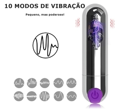 VIBRADOR MINI BULLET RECARREGÁVEL COM 10 MODOS DE VIBRAÇÃO COR CROMADO – CÓD 2571