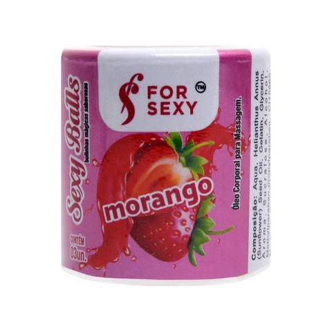 SEXY BALL BOLINHA BEIJÁVEL COM SABOR MORANGO C/03 UN – CÓD 3566