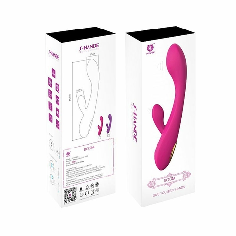 BOOM VIBRADOR 20,6X4CM ESTIMULADOR DE PONTO G E CLÍTORIS RECARREGÁVEL COR ROSA - CÓD 2519