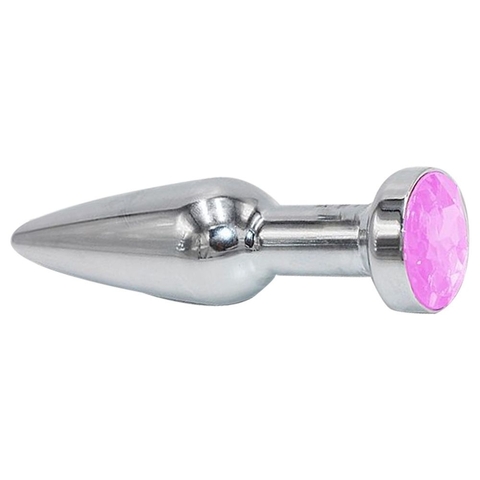 PLUG ANAL 11,4X2,8CM METAL TAMANHO P COR ROSA - CÓD 51372