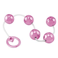 BOLINHA TAILANDESA COM 5 BOLAS METAL ROSA (Ø 24 MM) CORDÃO DE SILICONE - CÓD 5333