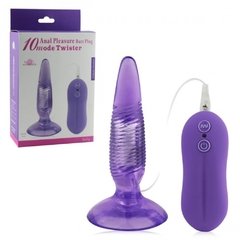 TWISTER PLUG ANAL COM RELEVO TEXTURADO, VENTOSA PARA FIXAÇÃO E 10 VIBRAÇÕES COR ROXO – CÓD 5628