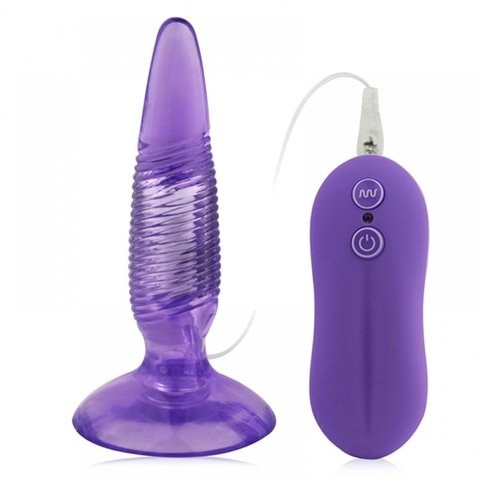 TWISTER PLUG ANAL COM RELEVO TEXTURADO, VENTOSA PARA FIXAÇÃO E 10 VIBRAÇÕES COR ROXO – CÓD 5628