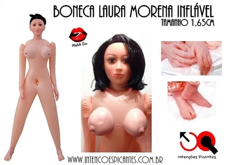 BONECA LAURA MORENA INFLÁVEL TAMANHO 1,65CM - CÓD 5381