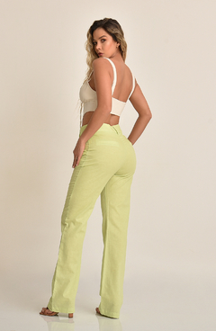 Pantalón verde en lino GUADALUPE - comprar online