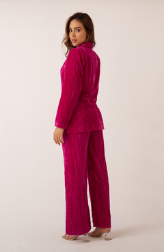 Pantalón fucsia ancho en terciopelo MAUI - comprar online