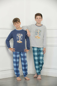 Pijama Nene Escocés Azul Piache Piu