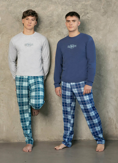 Pijama Hombre Escocés Gris Piache Piu