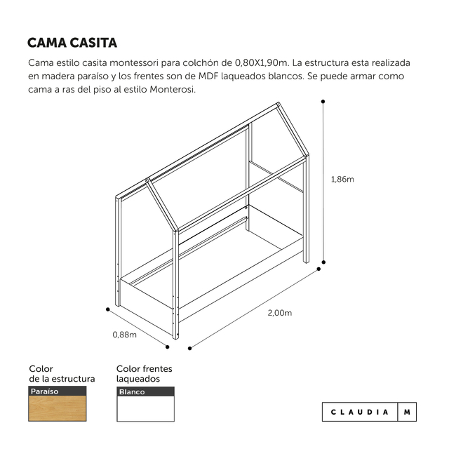 CAMA CASITA MONTESSORI AR - El corral muebles