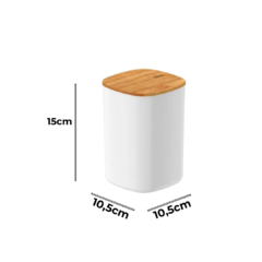 Medidas do Pote Hermético White e Bambu 1 Litro em um fundo branco.