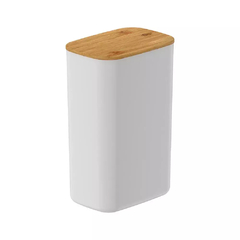 Pote hermético retangular white e bambu 2,3 litros em um fundo branco.