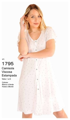 Camisola viscosa estampada abotonada manga corta-Poema (PO1795)