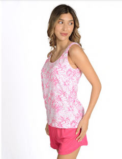 Pijama musculosa estamp/short liso (PO4027)