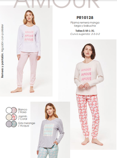 Pijama remera mangas largas y babucha AMOUR- PROMESE (PR10128)