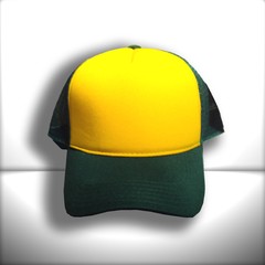 BONÉ AMARELO E VERDE TRUCKER