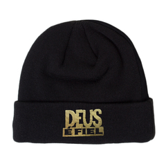 GORRO TOUCA DEUS É FIEL FÉ RELIGIÃO PRETO