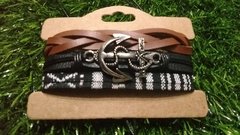 Kit 3 Pulseiras Masculinas Couro Âncora Vintage - comprar online