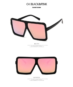 Óculos De Sol Feminino De Armação Quadrada Black Pink na internet