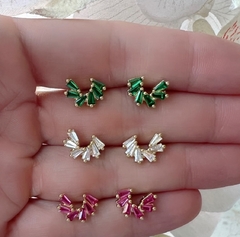 ARETES BAGUETTE EMERALD O WHITE O RUBY