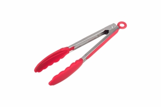 Pegador Inox C/ Ponta Silicone Vermelho 23 cm