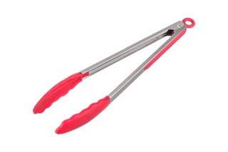 Pegador Inox C/ Ponta Silicone Vermelho 30 cm