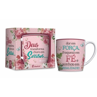 Caneca Porcelana Urban - Força, Fé e Realidade