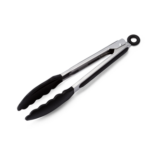 Pegador Inox C/ Ponta Silicone Preto 23cm