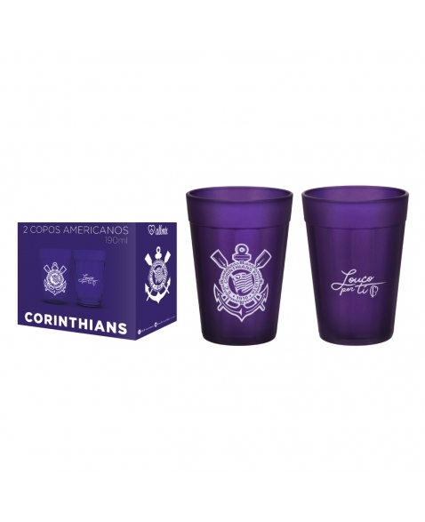 Conjunto C/ 2 Copo Americanos Corinthians 190ml Roxo