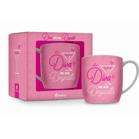 Caneca Porcelana Urban - Diva Não Bebe, Degusta