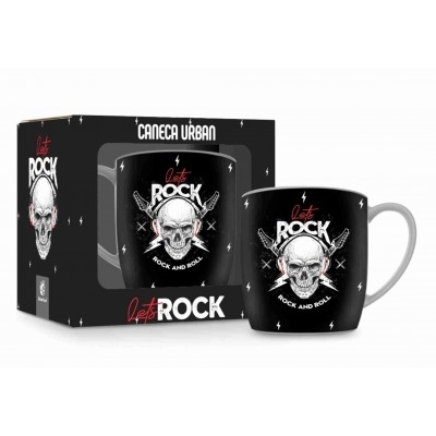 Caneca Porcelana Urban - Caveira Lets Rock