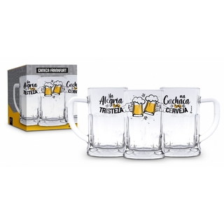 Caneca Vidro 565ml - Na Cachaça E Na Cerveja