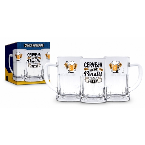 Caneca Vidro 565ml - Cerveja Não Faz Pênalti