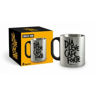 Caneca Metal Inox - Dia Leve Café Forte