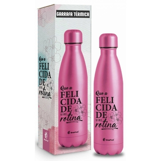 Garrafa Térmica Metal Neo 500 ml - Felicidade Vire Rotina