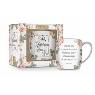 Caneca Porcelana Urban - Fé, Felicidade e Amor