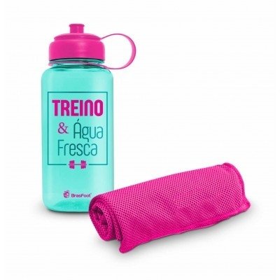 Garrafa e Toalha Fit - Treino e Água Fresca