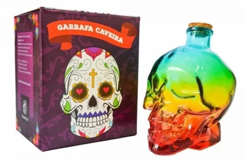 Garrafa Vidro 370ml - Caveira Color