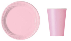 Kit 10 copos e prato de papel rosa - comprar online