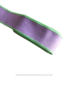 FITA YAMA POLIÉSTER DE 38MM LILAS COM PESPONTO VERDE 3 METROS