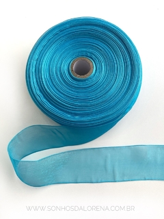 FITA ORGANZA YAMA NEW AZUL TURQUESA 320 DE 38MM 10 METROS