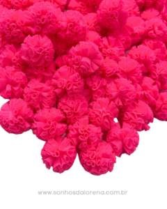 POMPOM DE MALHA 2,5CM ROSA NEON (10 UNIDADES)